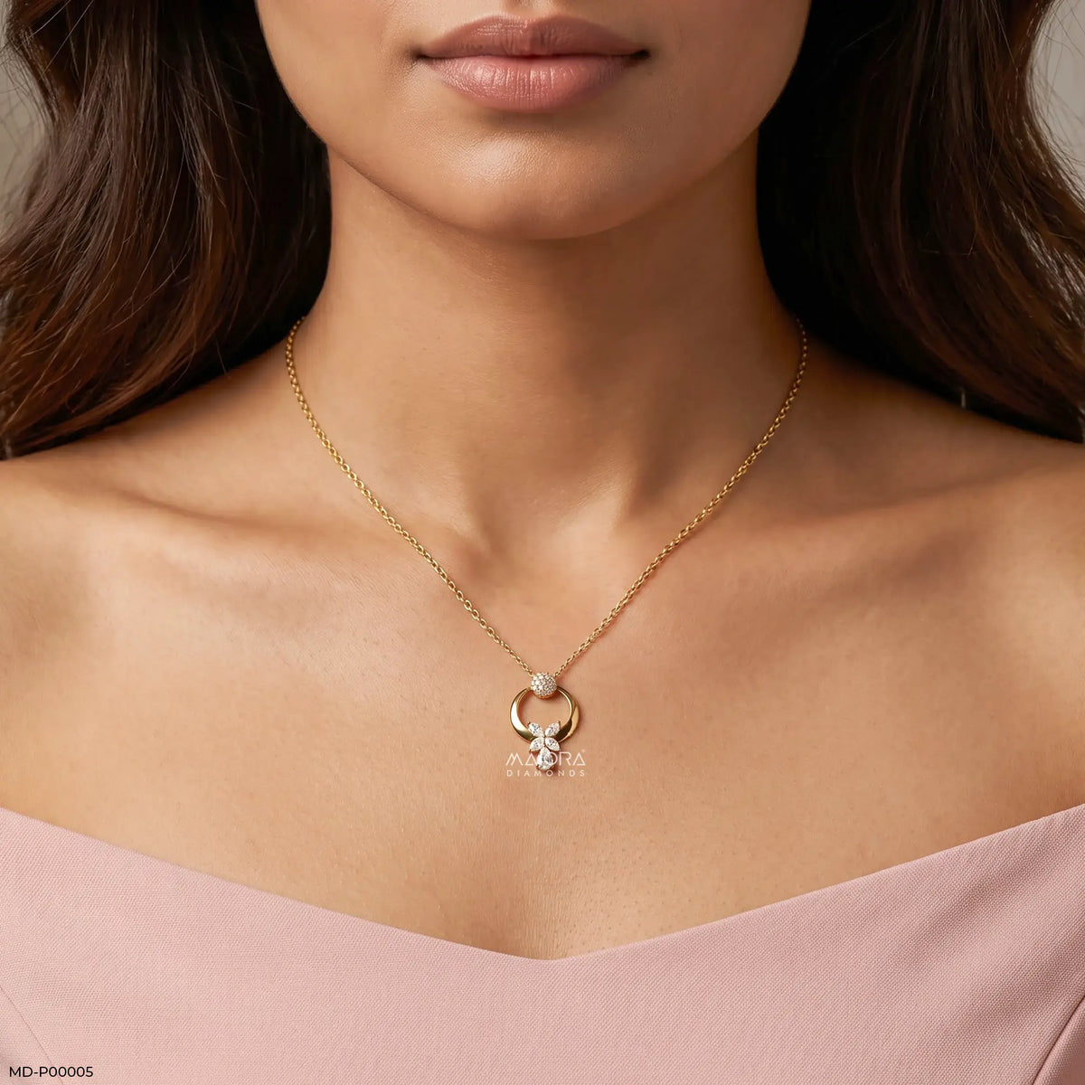 Luminous Crescent Bloom Pendant