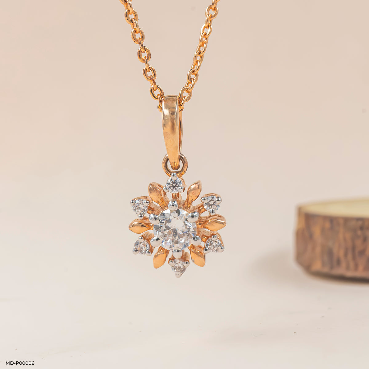 1 Carat Rose Gold Sunflower Pendants