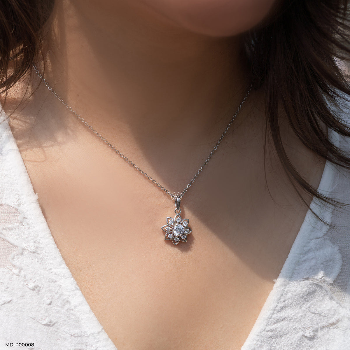 Solaris Diamond Petal Pendant