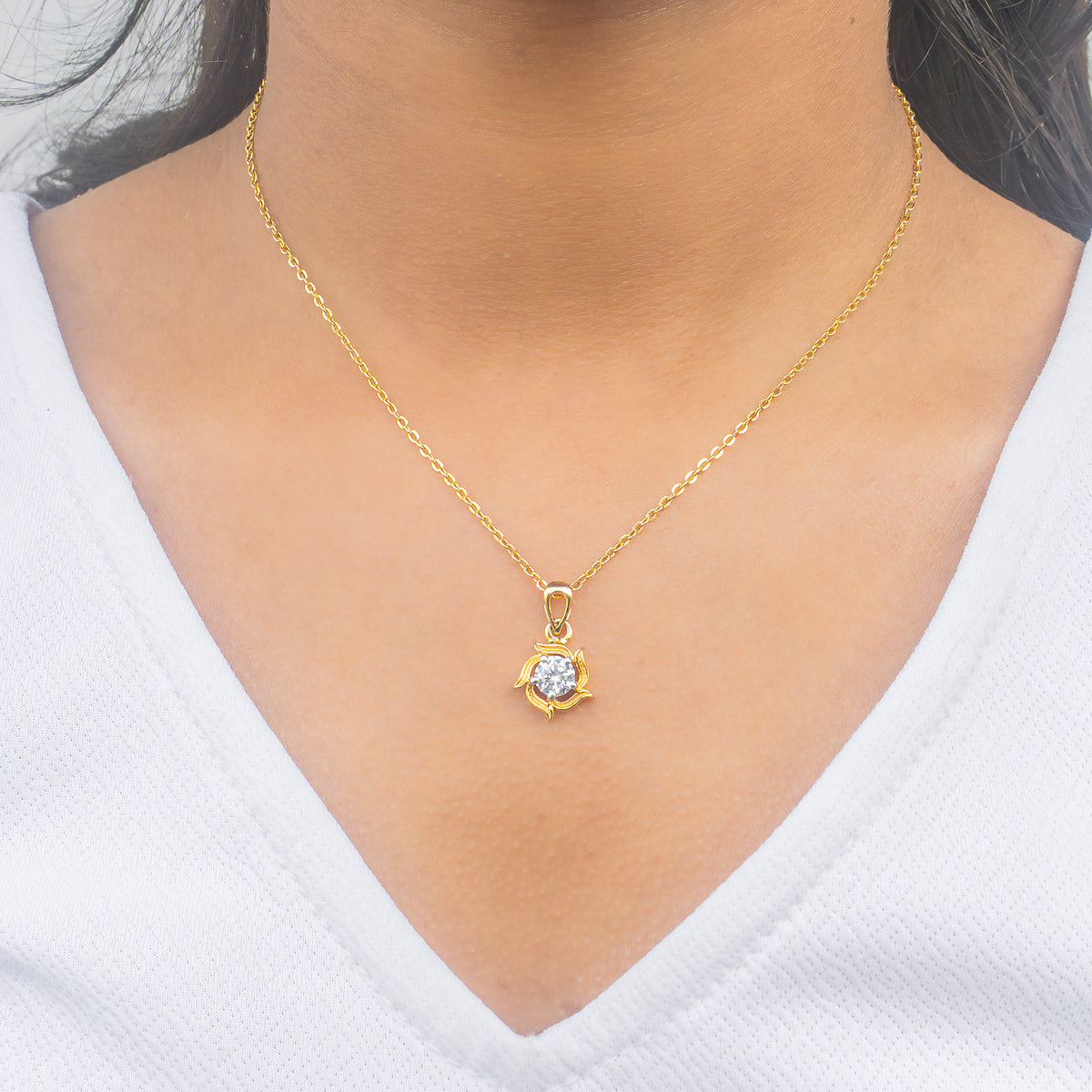 Twisted Petal Solitaire Pendant