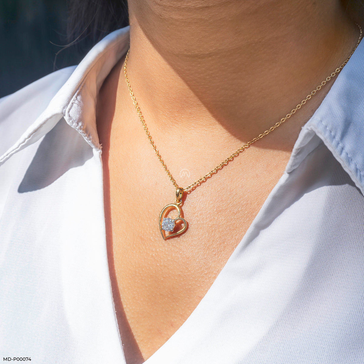 Open Heart Solitaire Pendant