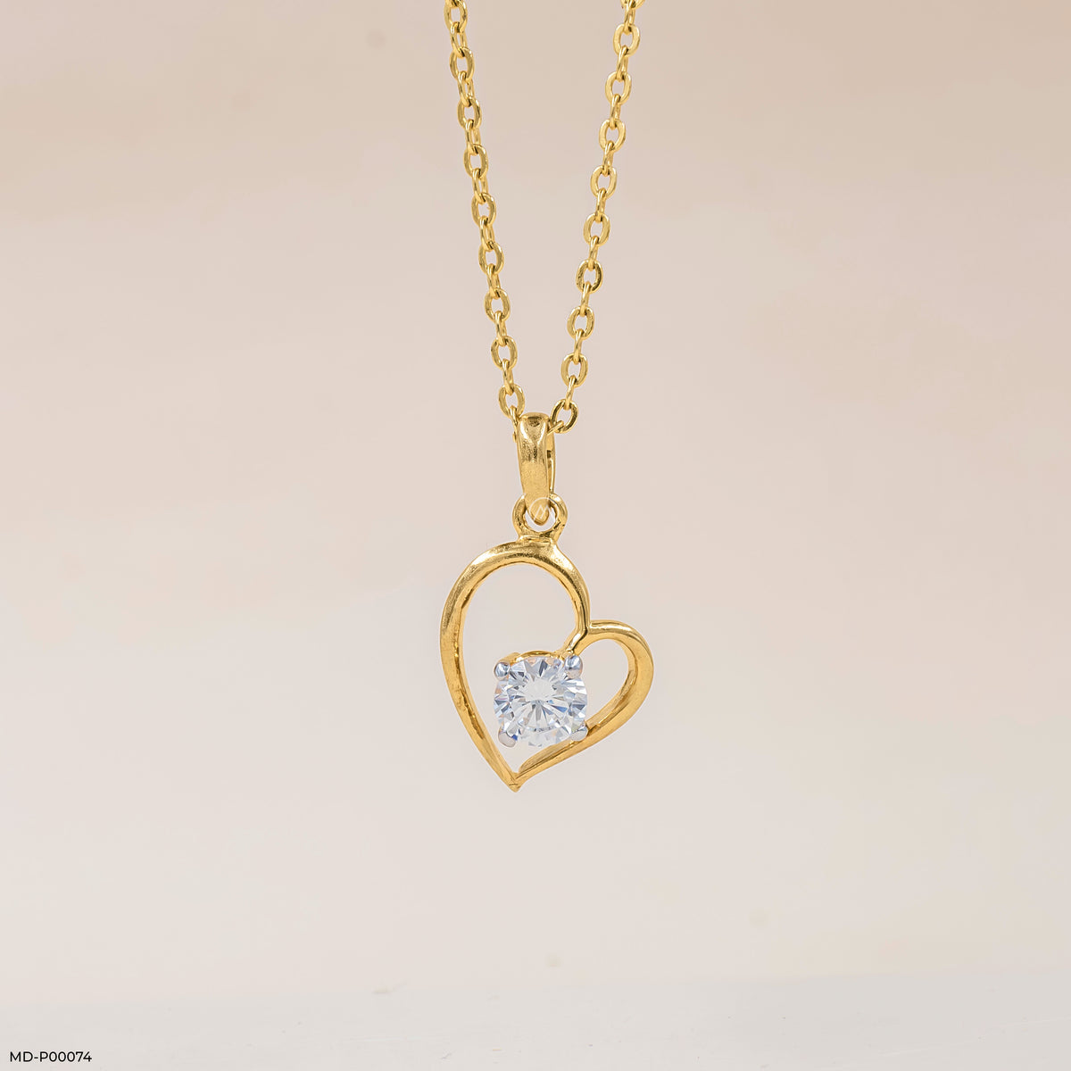 Open Heart Solitaire Pendant
