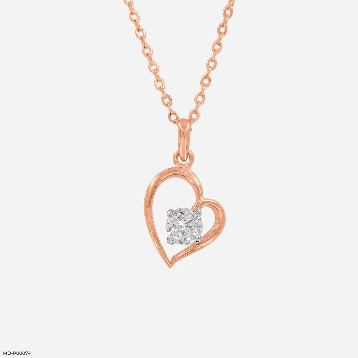 Open Heart Solitaire Pendant