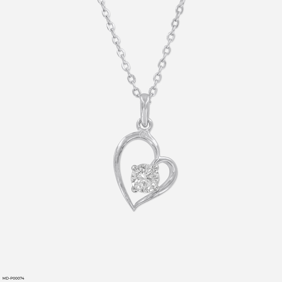Open Heart Solitaire Pendant