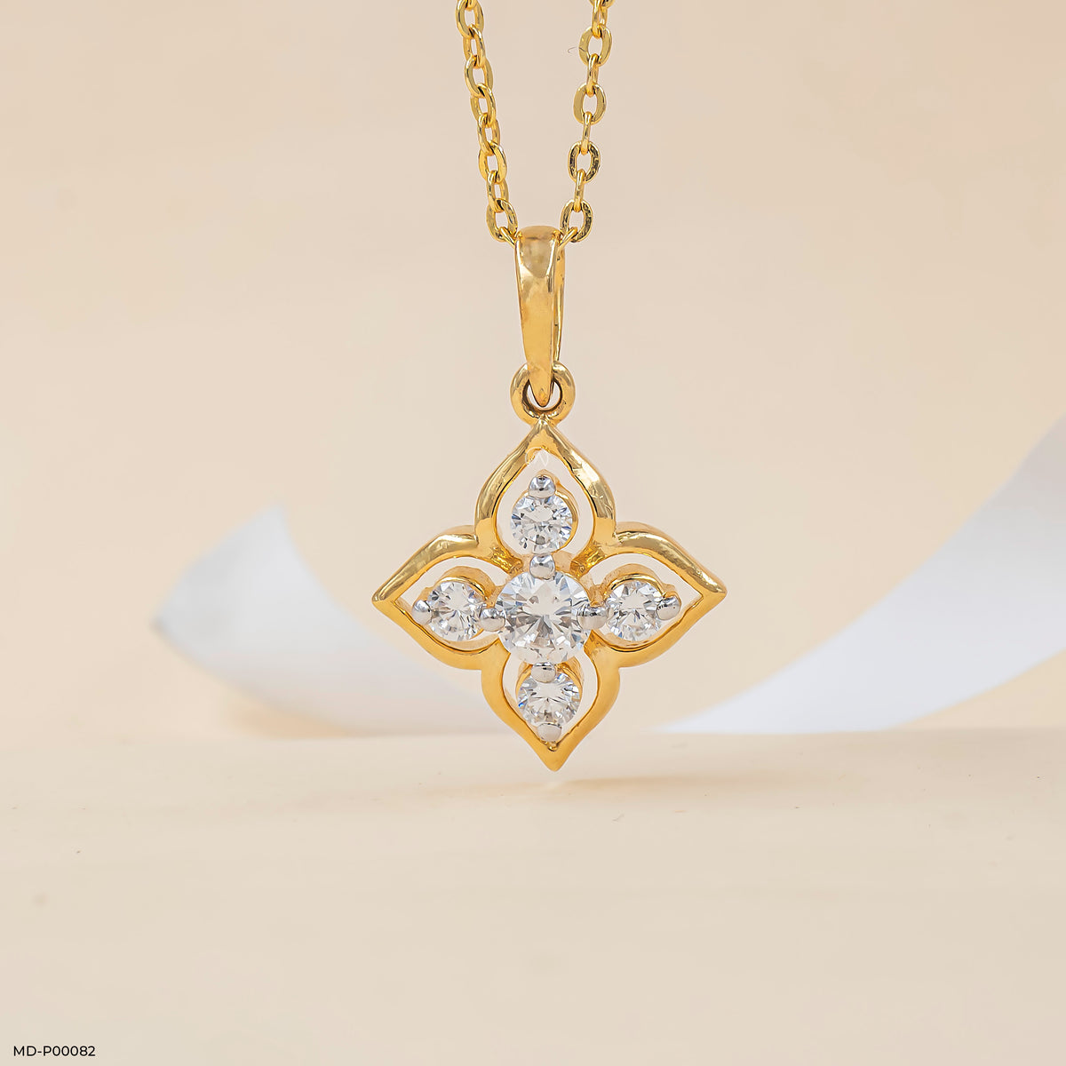 Lotus Cross Diamond Pendant