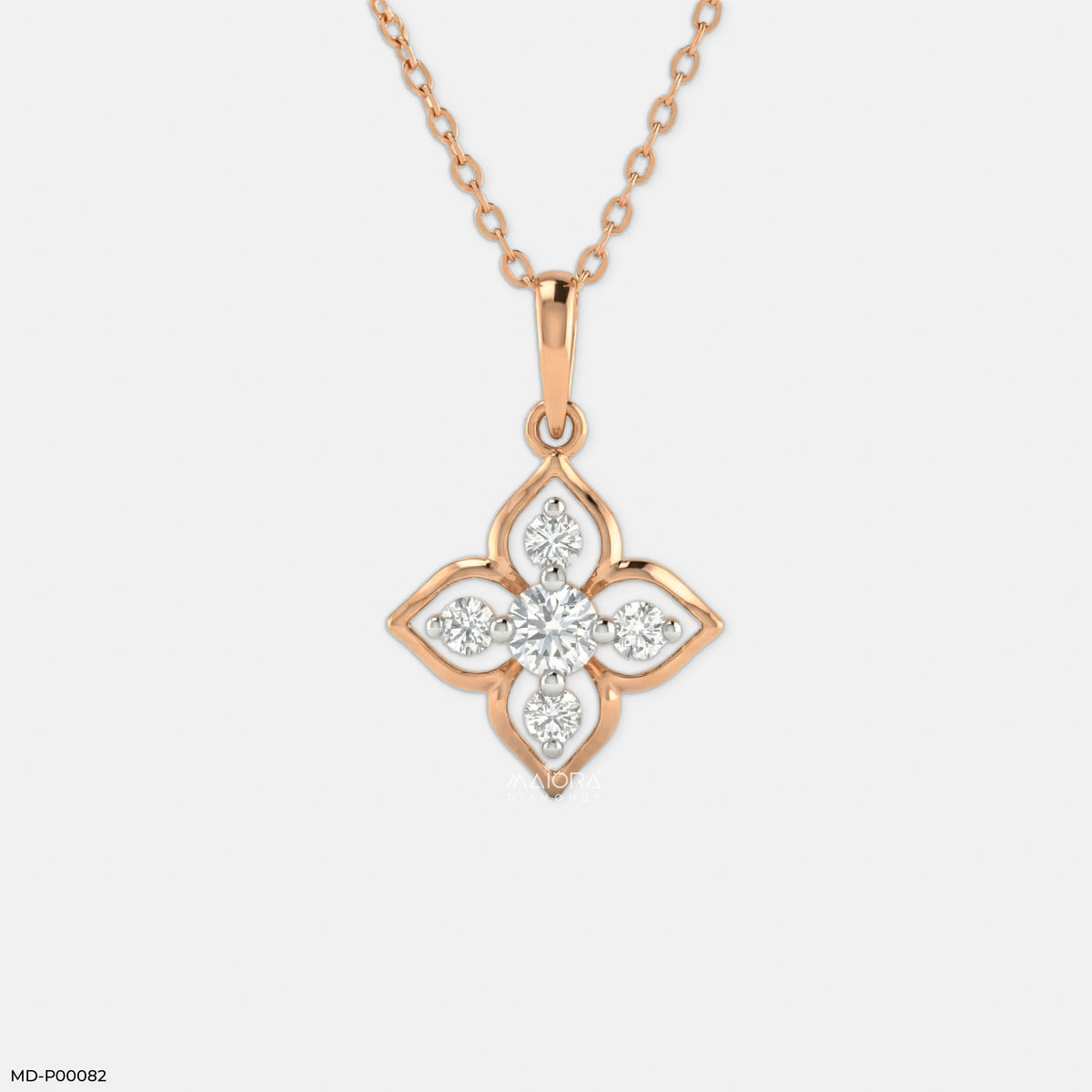 Lotus Cross Diamond Pendant