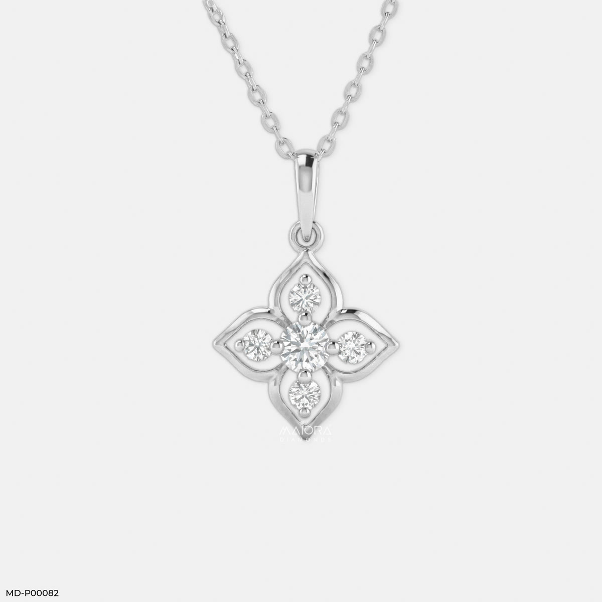 Lotus Cross Diamond Pendant