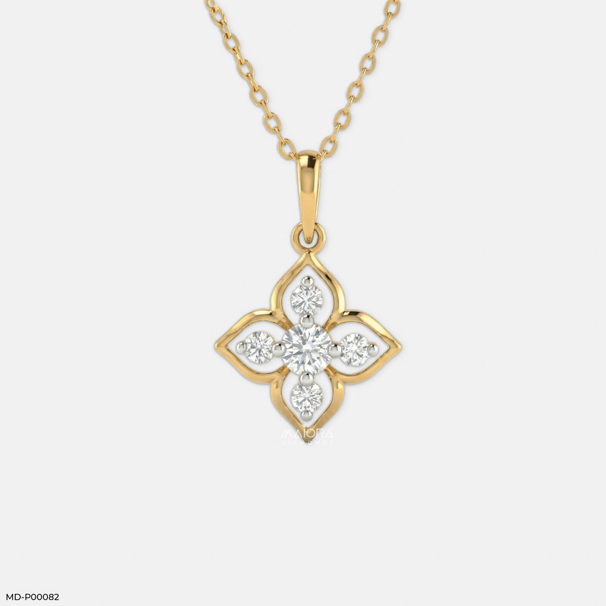 Lotus Cross Diamond Pendant