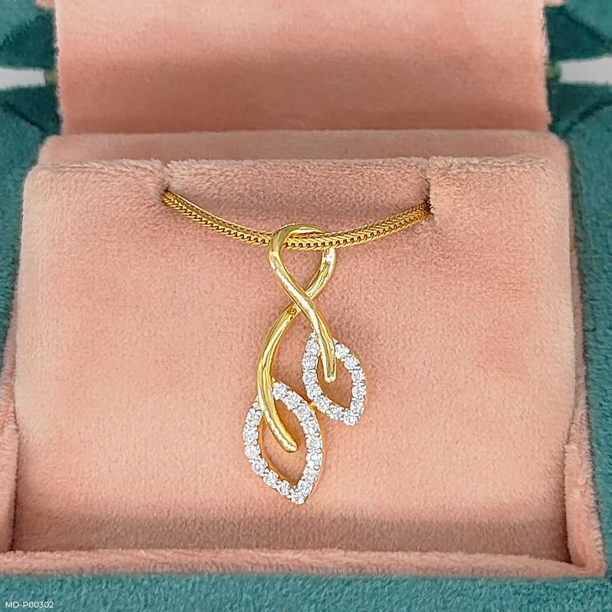 Leaf Shaped Diamond Pendant