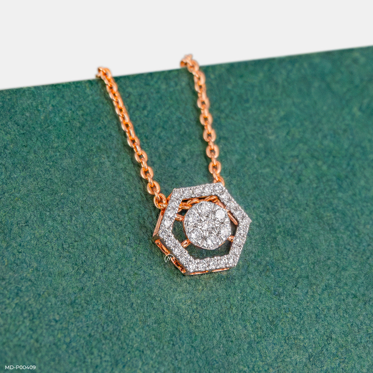 Hexagon Shaped Diamond Pendant