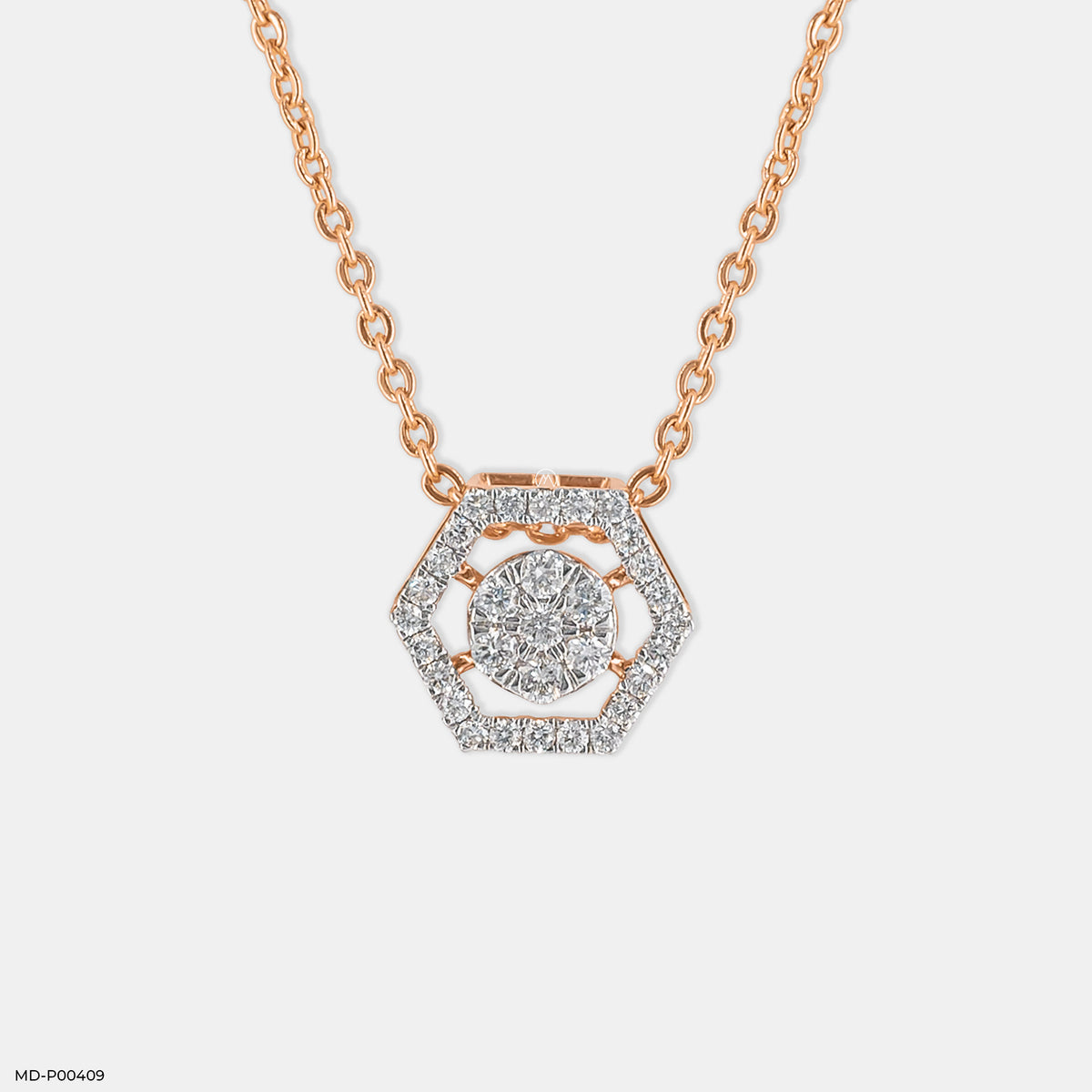 Hexagon Shaped Diamond Pendant