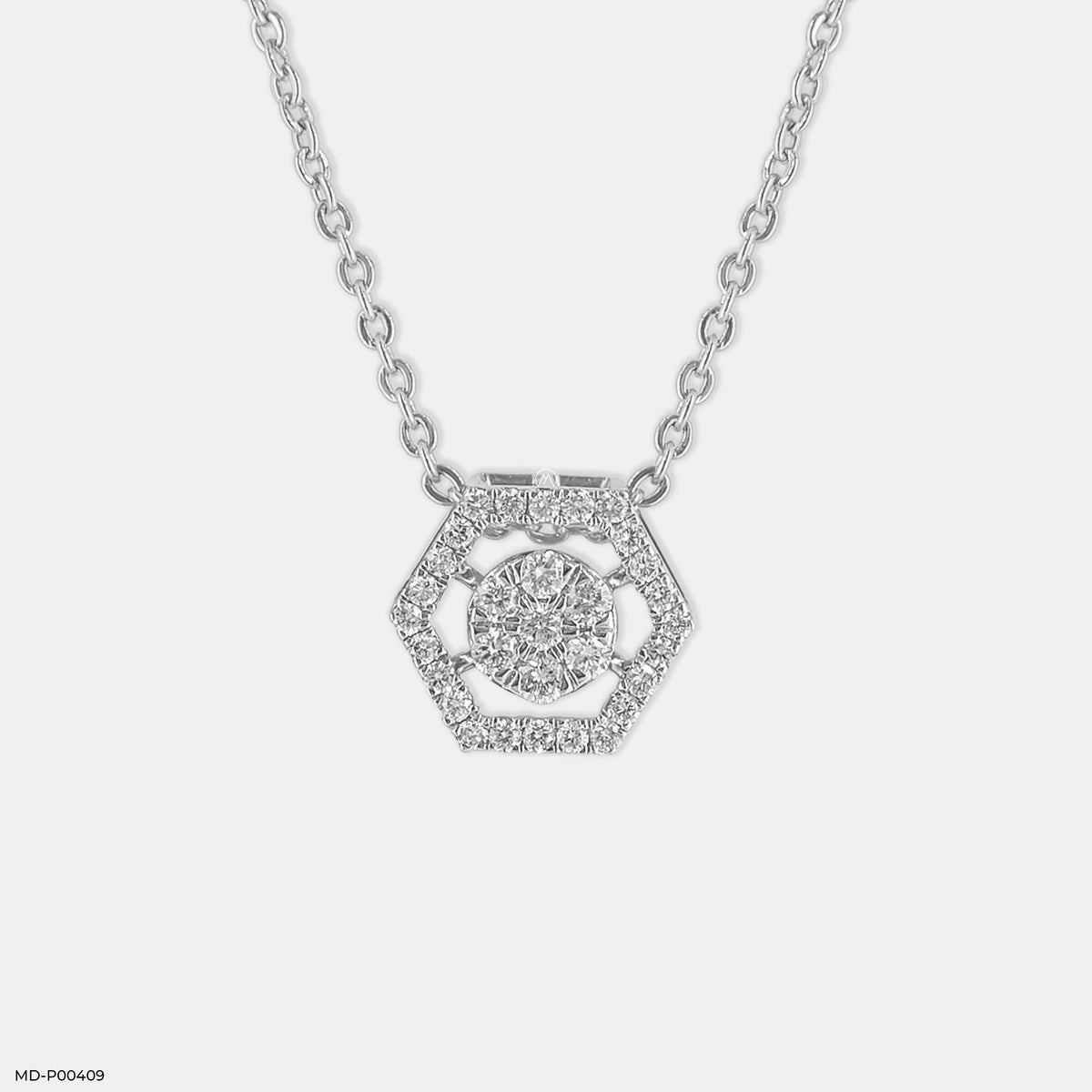 Hexagon Shaped Diamond Pendant