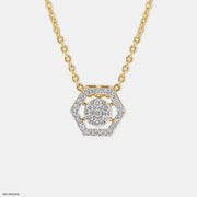 Hexagon Shaped Diamond Pendant