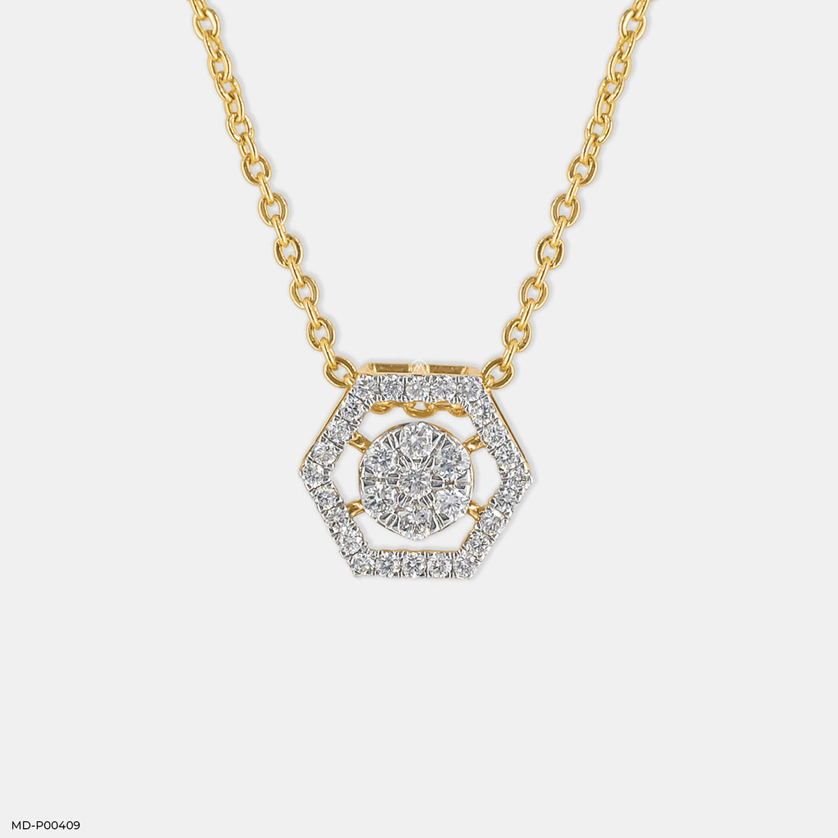 Hexagon Shaped Diamond Pendant
