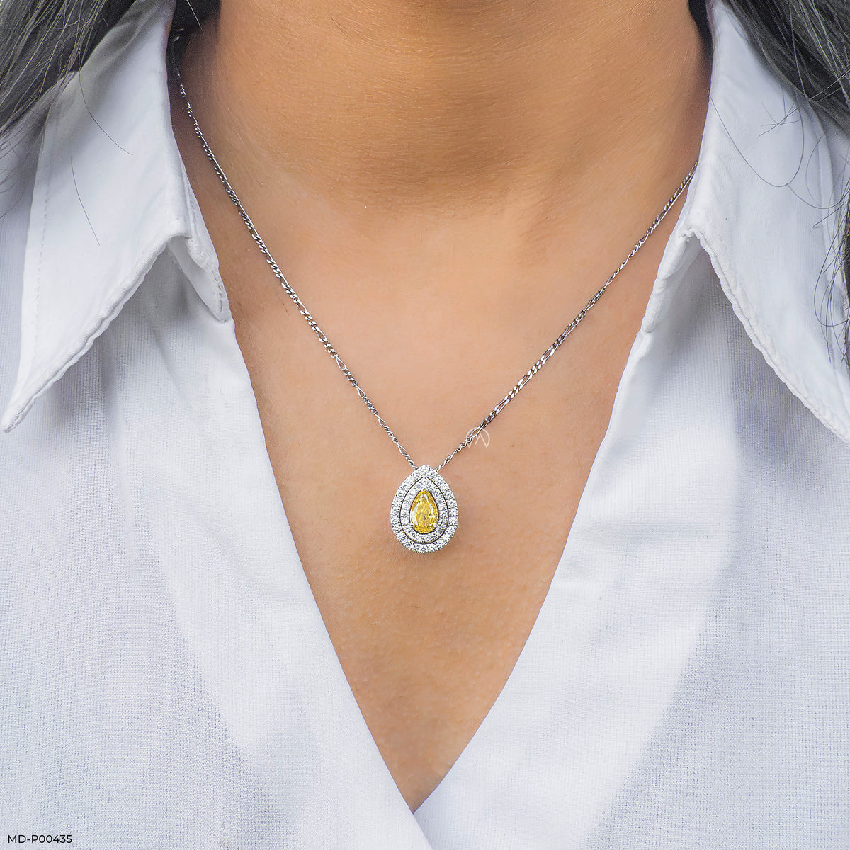 1.5 Carat Radiant Teardrop Halo Diamond Pendant