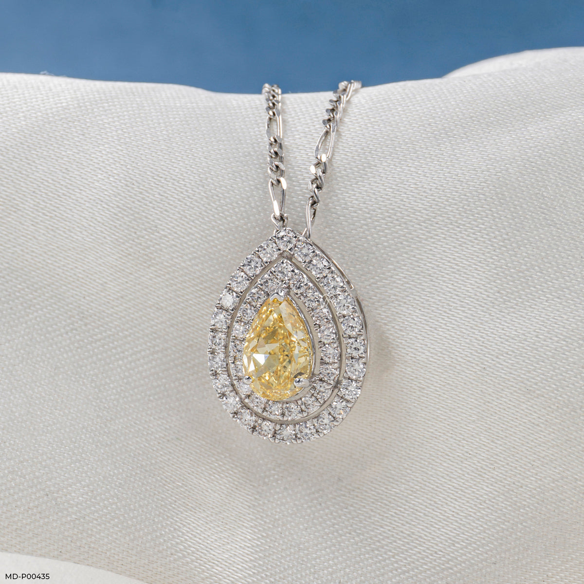 1.5 Carat Radiant Teardrop Halo Diamond Pendant