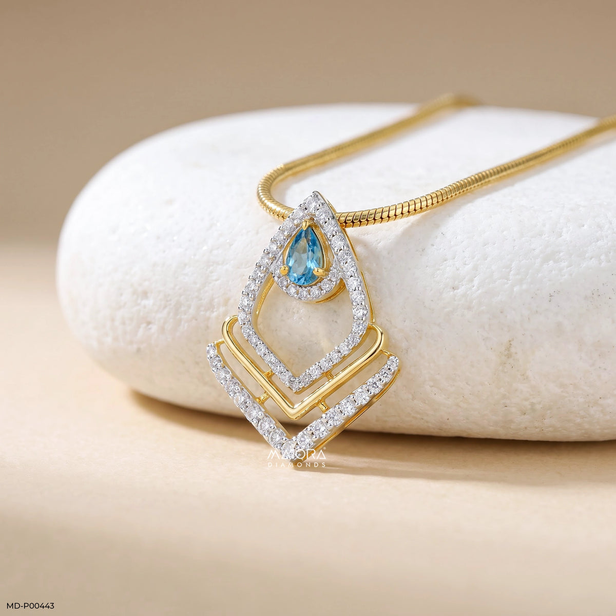 Modern Glow Blue Color Diamond Pendant