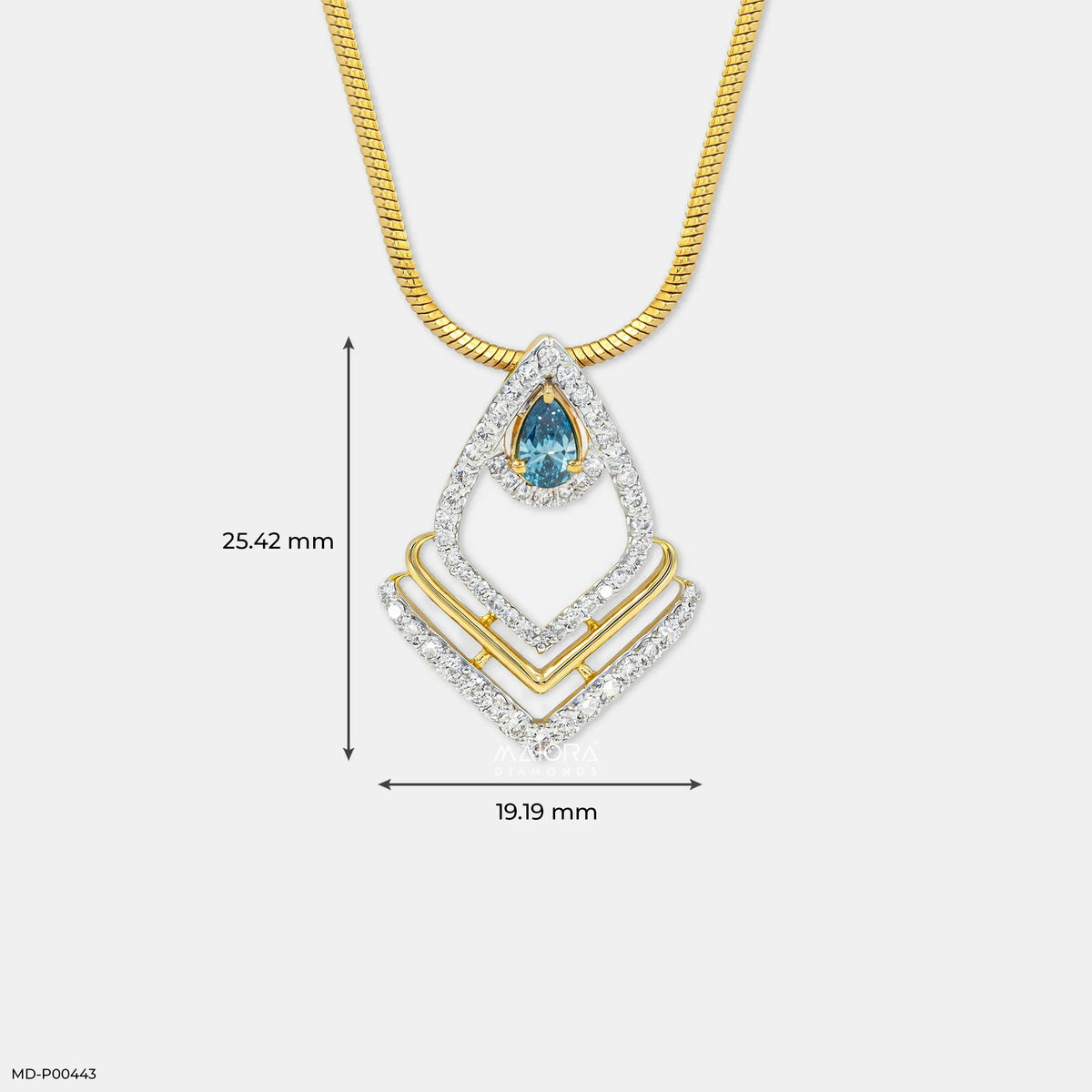 Modern Glow Blue Color Diamond Pendant