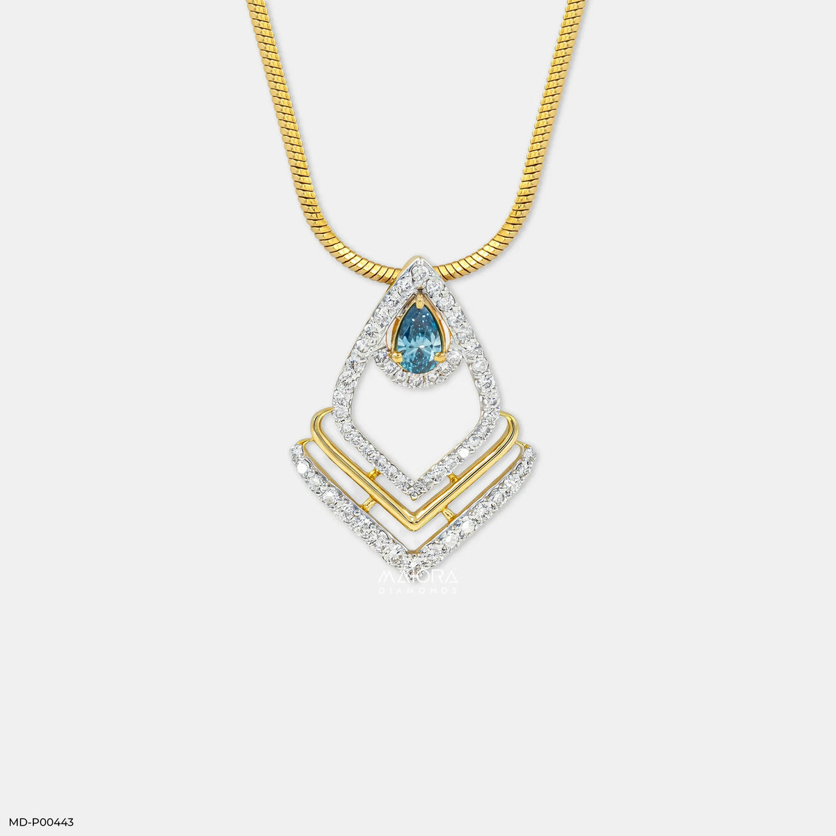 Modern Glow Blue Color Diamond Pendant