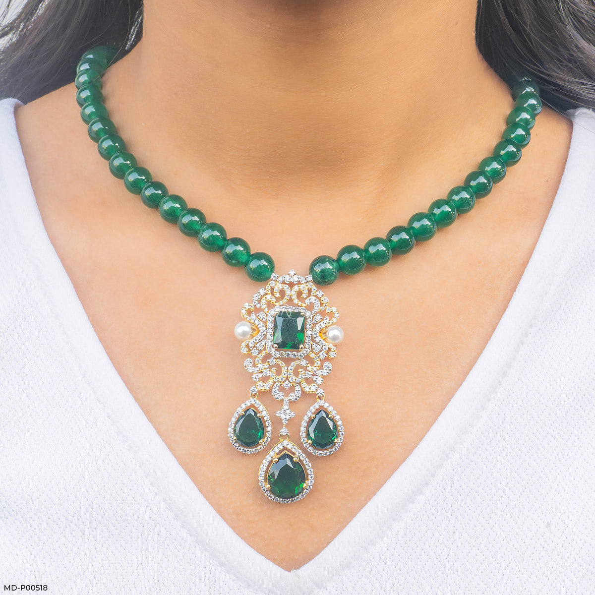 Ornate Victorian Emerald Cascade Pendant
