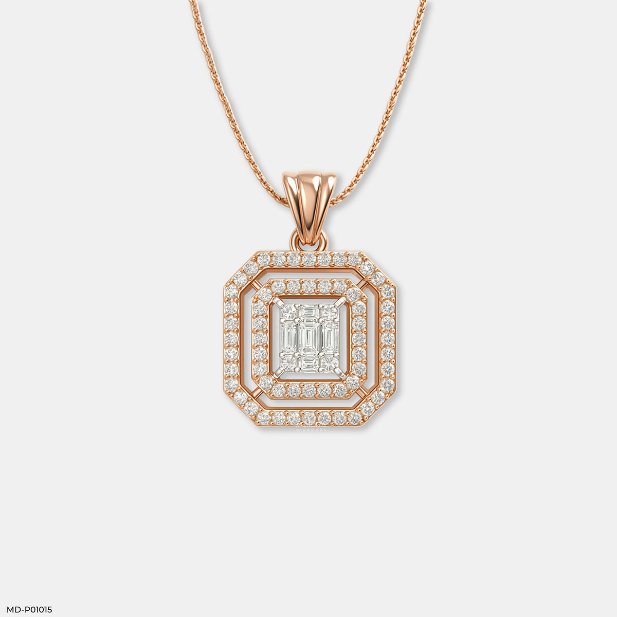 Double Halo Step-Cut Pendant