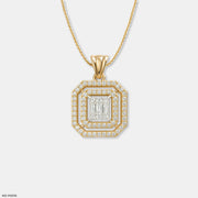 Double Halo Step-Cut Pendant