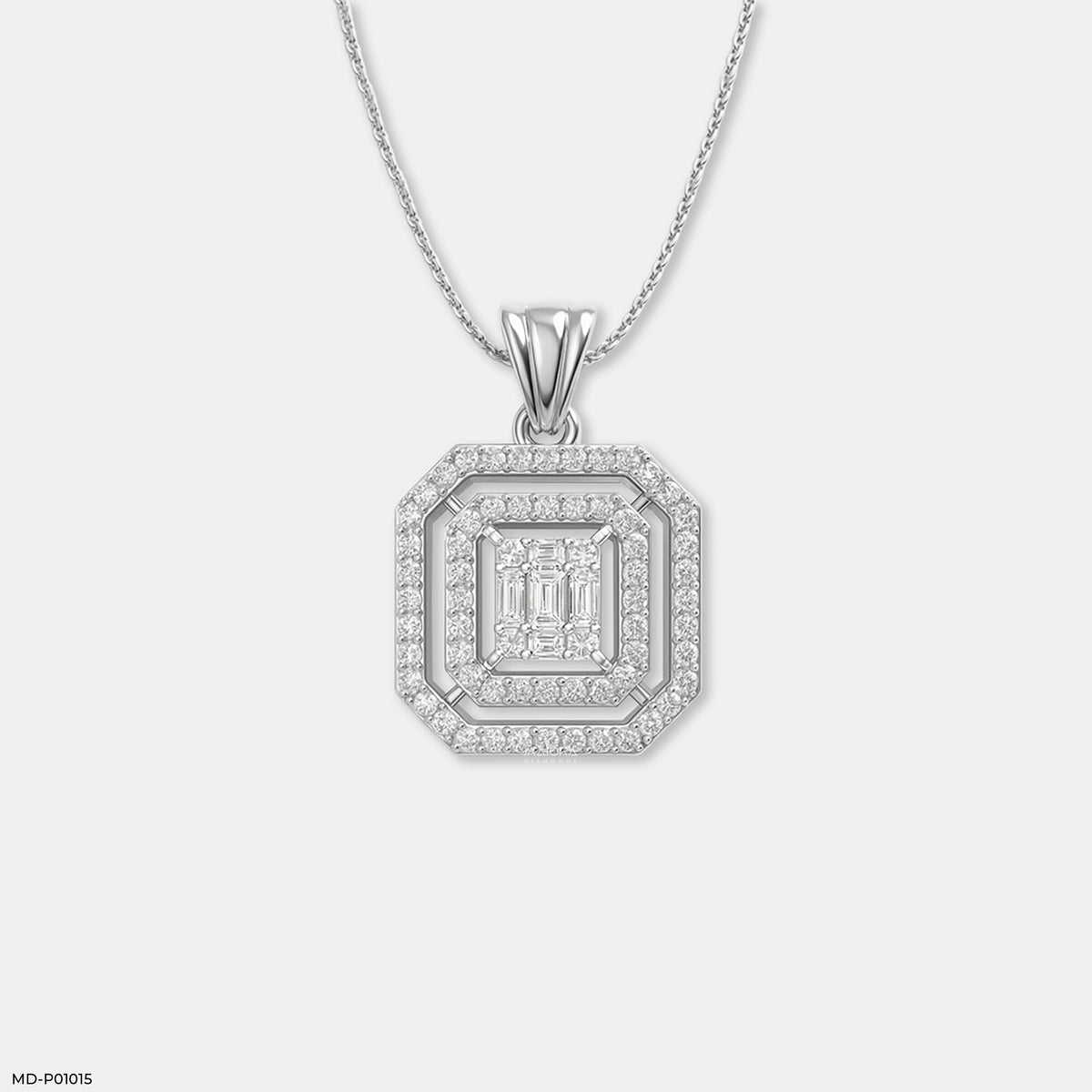 Double Halo Step-Cut Pendant