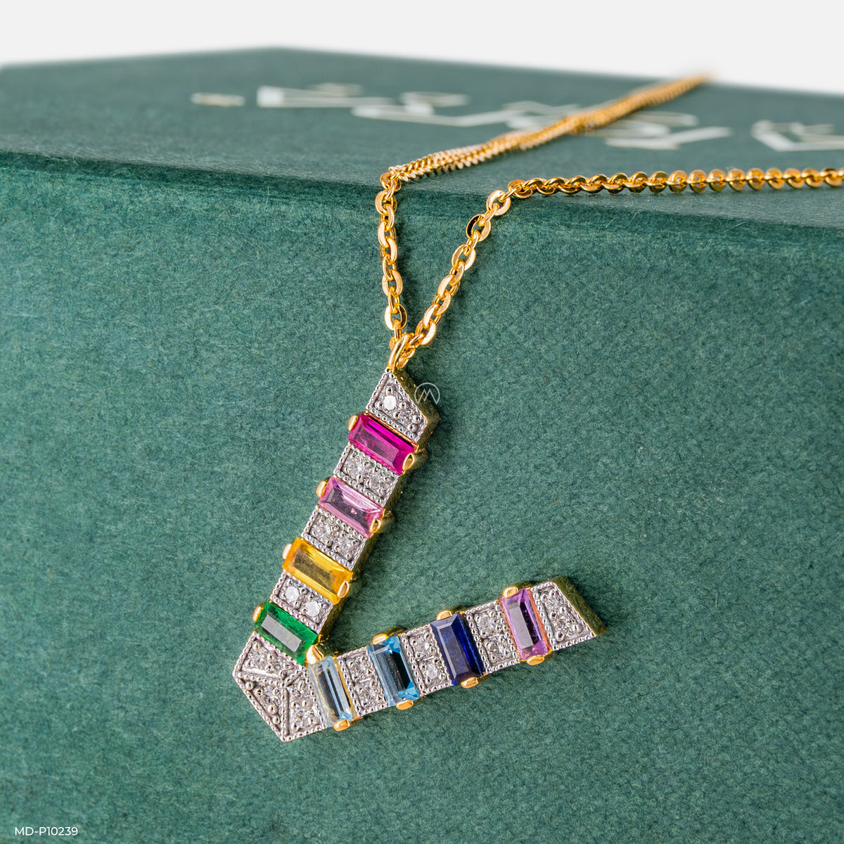 Multicolor Gemstone V Pendant