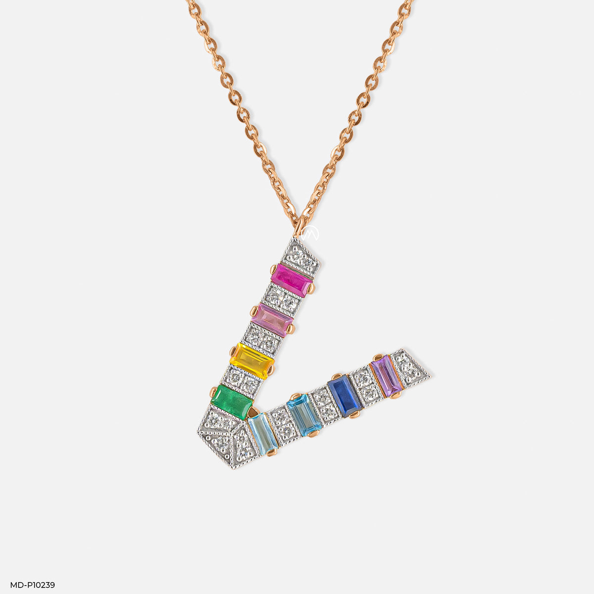 Multicolor Gemstone V Pendant