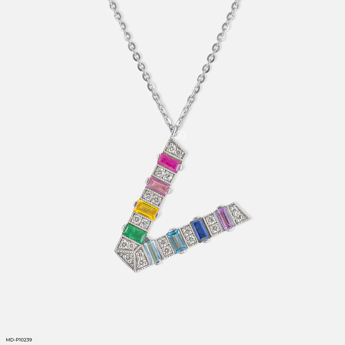Multicolor Gemstone V Pendant