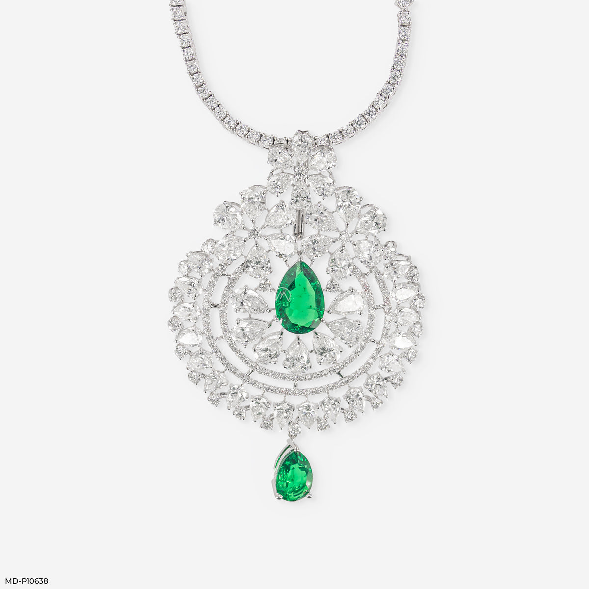 Emerald Cascade Diamond Pendant