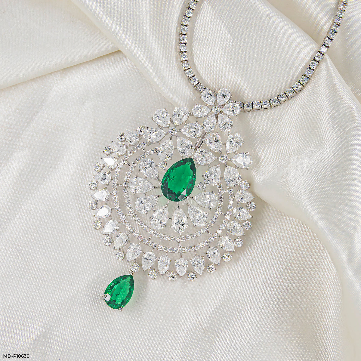 Emerald Cascade Diamond Pendant