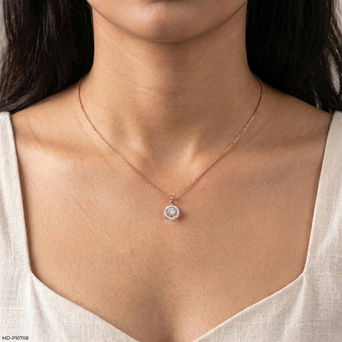 0.75 Carat Vela Diamond Halo Drop Lab Diamond Pendant