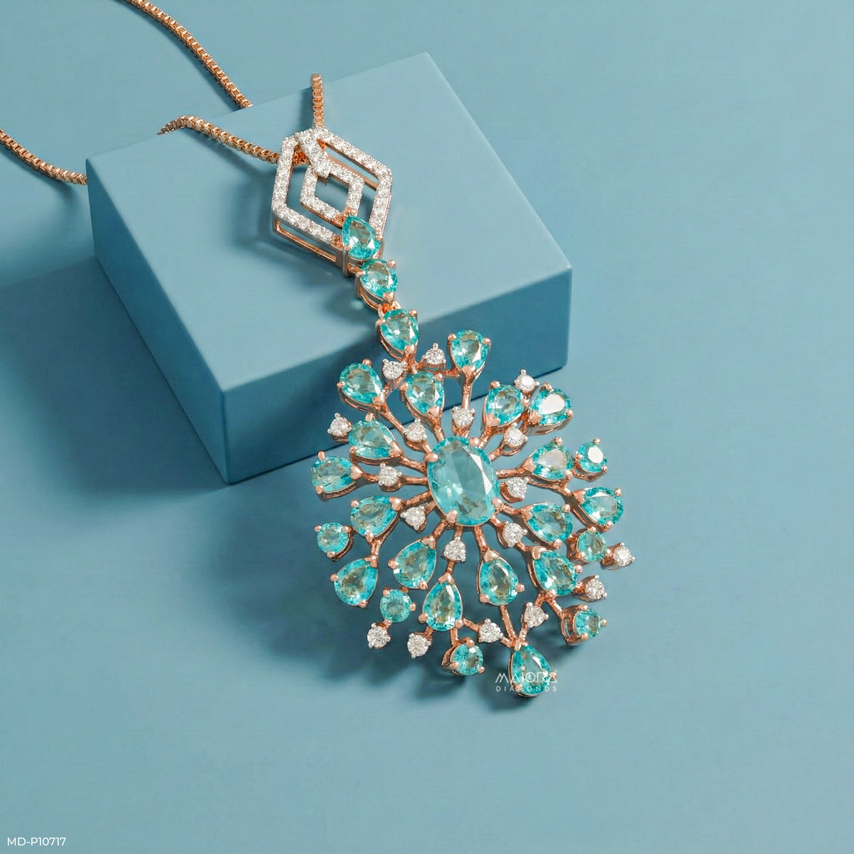 Frozen Blue Drop Diamond Pendant