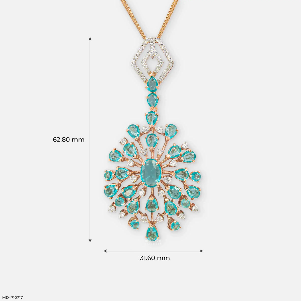Frozen Blue Drop Diamond Pendant