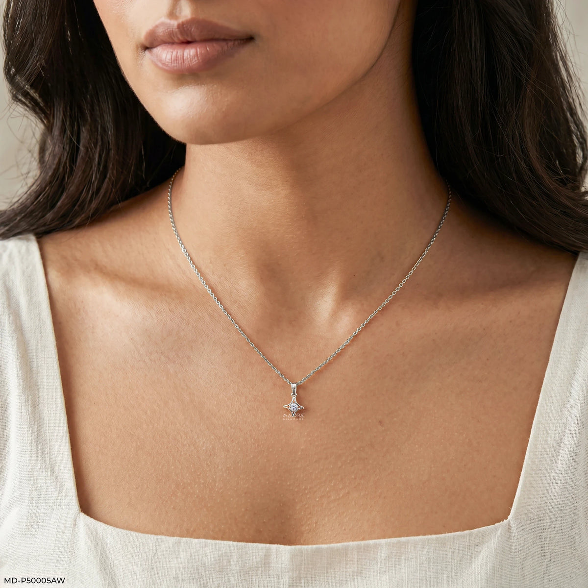 North Star Solitaire Round Diamond Pendant