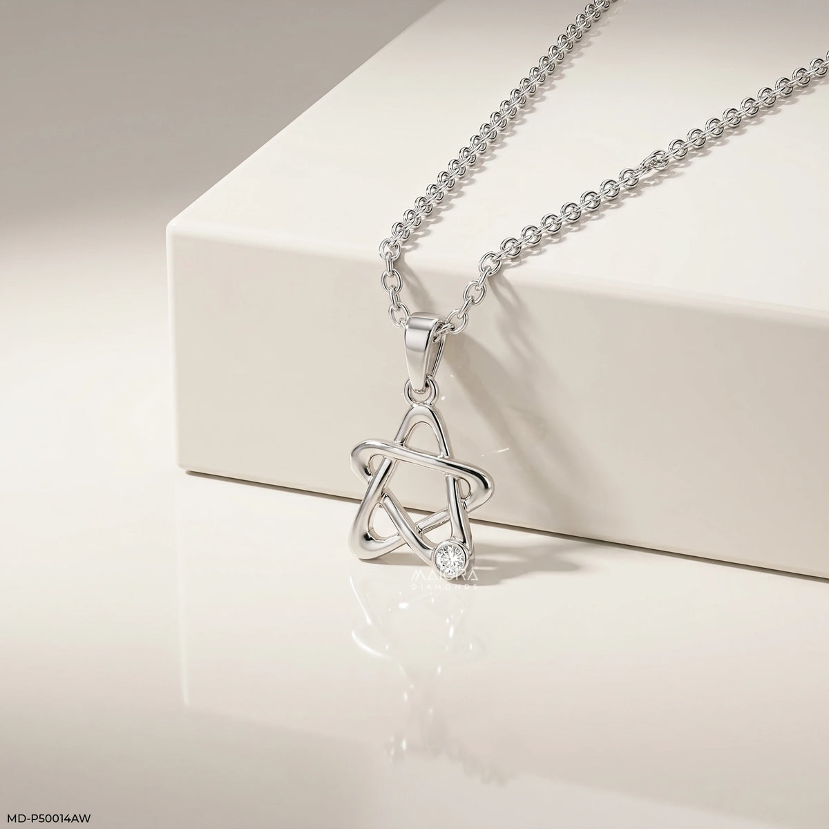 Swirl Star Round Diamond Pendant