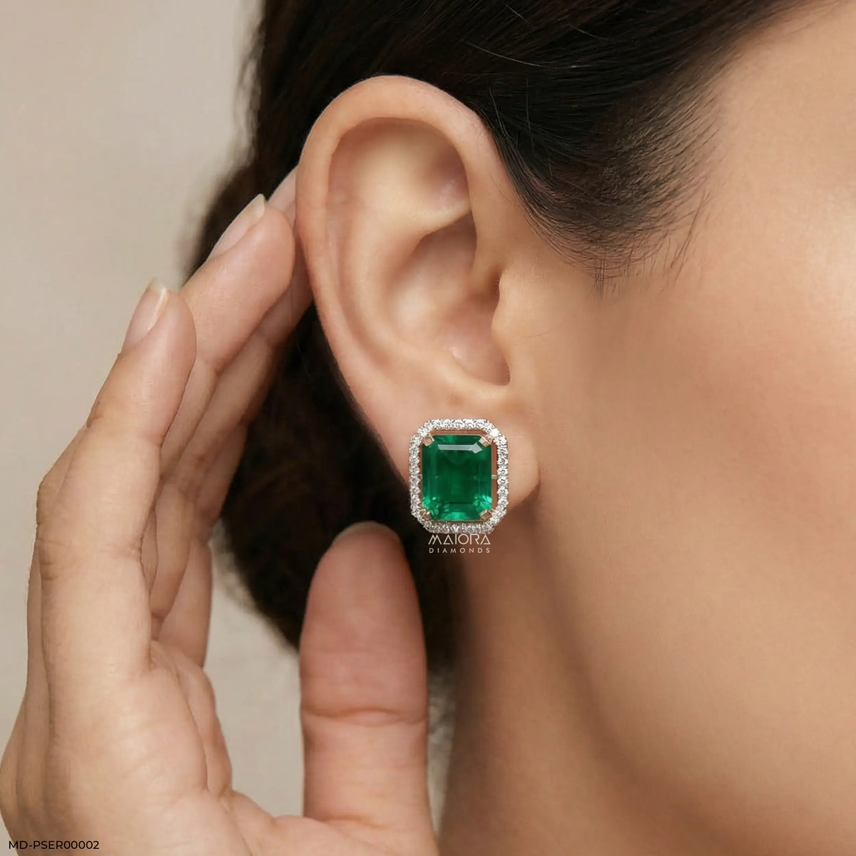 3 Carat Vintage Emerald Cluster Lab Diamond Earrings