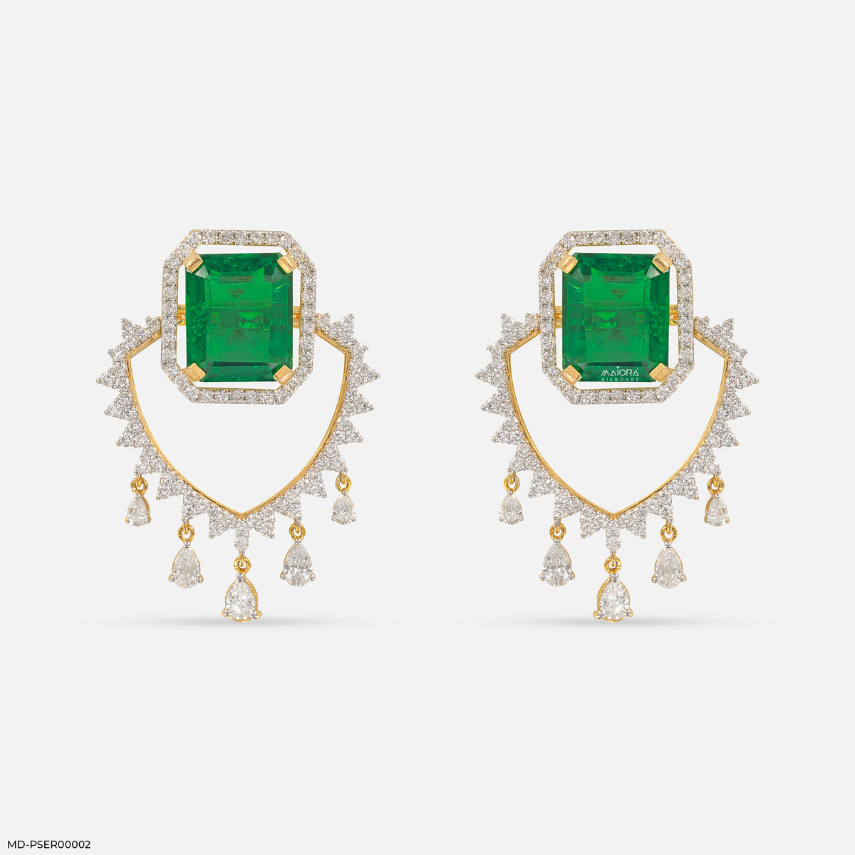 3 Carat Vintage Emerald Cluster Lab Diamond Earrings