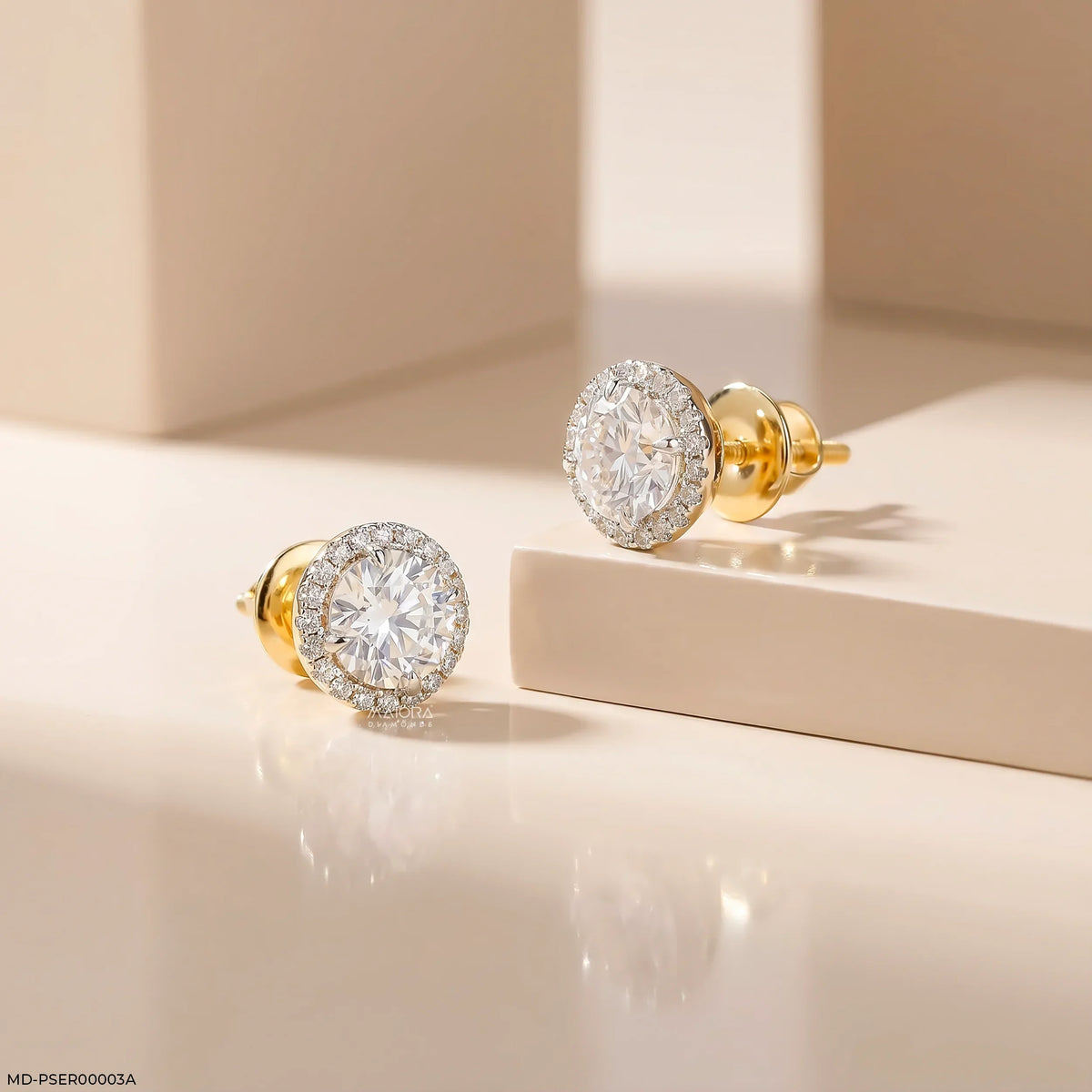 2.35 Carat Round Orbital Solitaire Stud Diamond Earrings