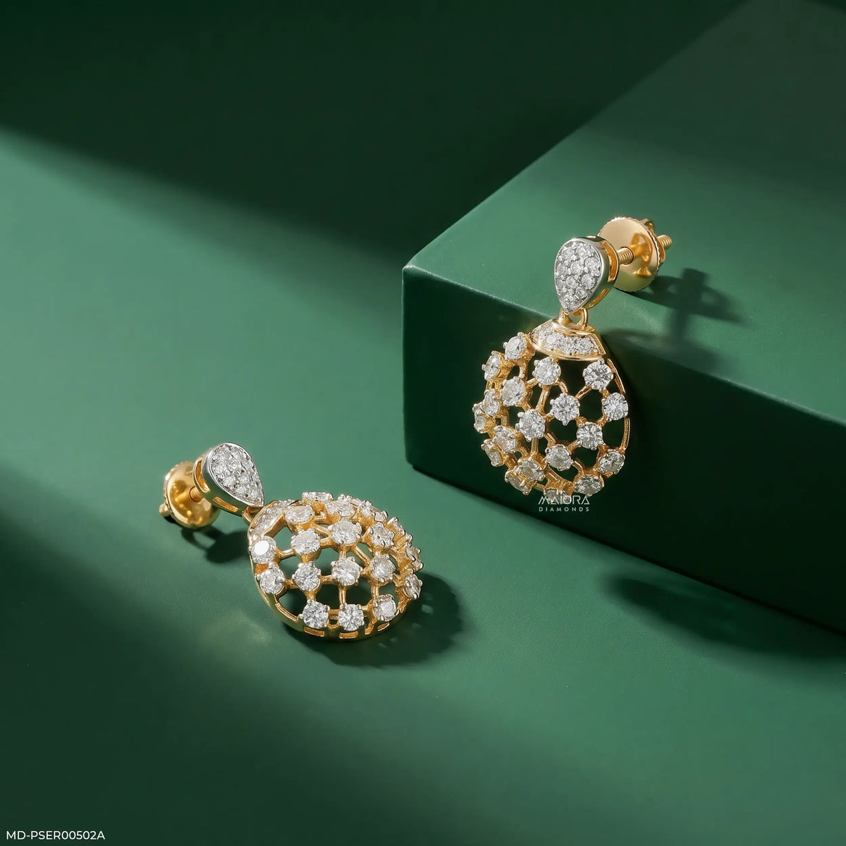 1.55 Carat Gilded Lab Diamond Cage Earring