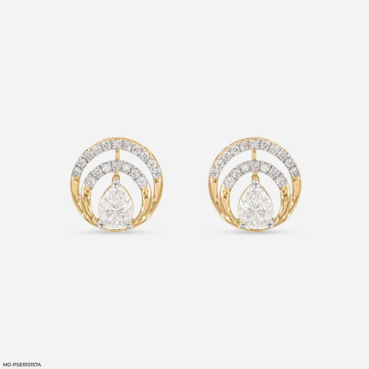 Dual Arc Solitaire Diamond Earrings