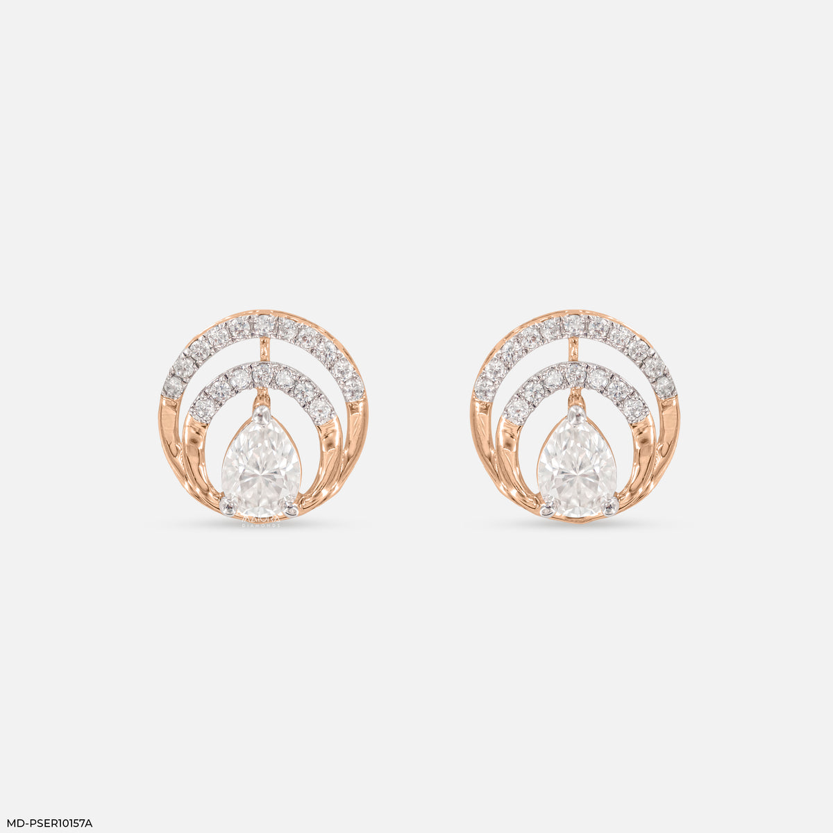 Dual Arc Solitaire Diamond Earrings