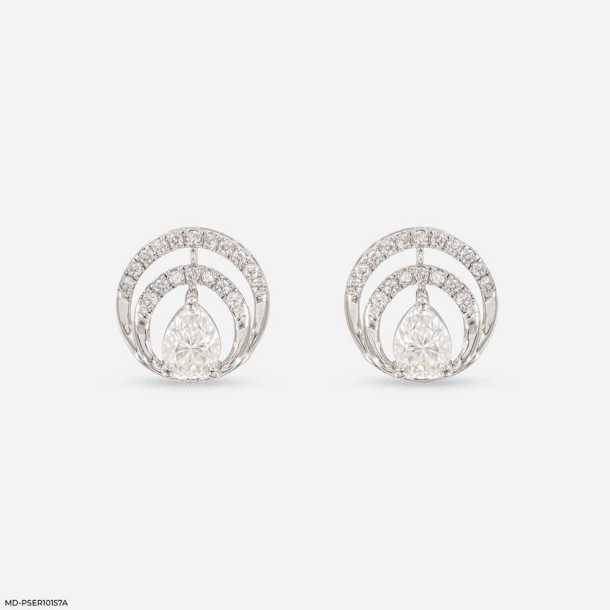 Dual Arc Solitaire Diamond Earrings