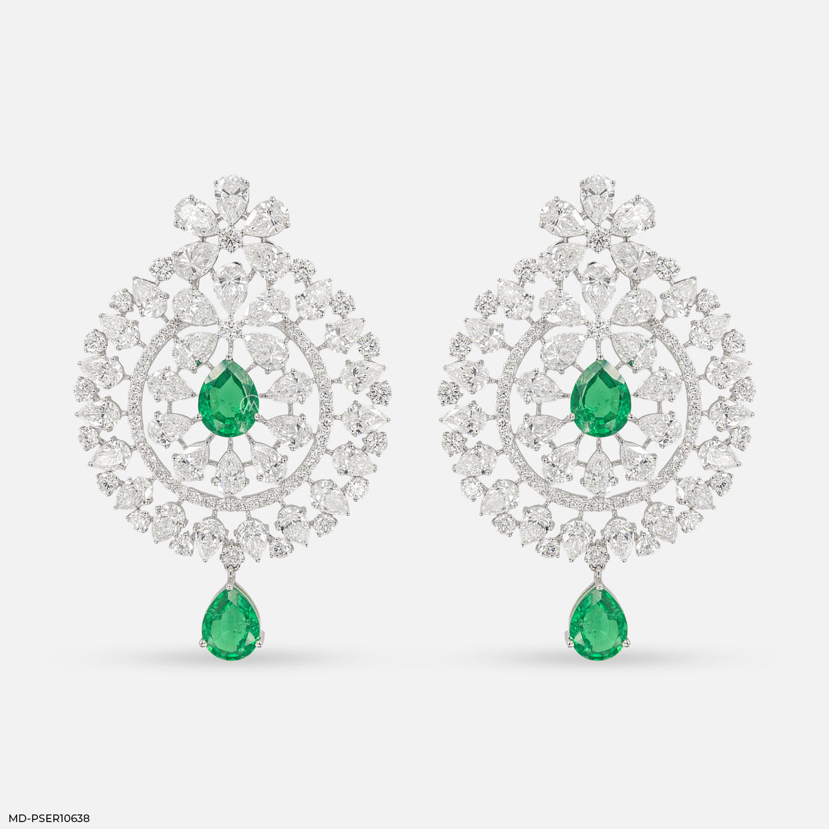 Emerald Mandala Drops Earrings