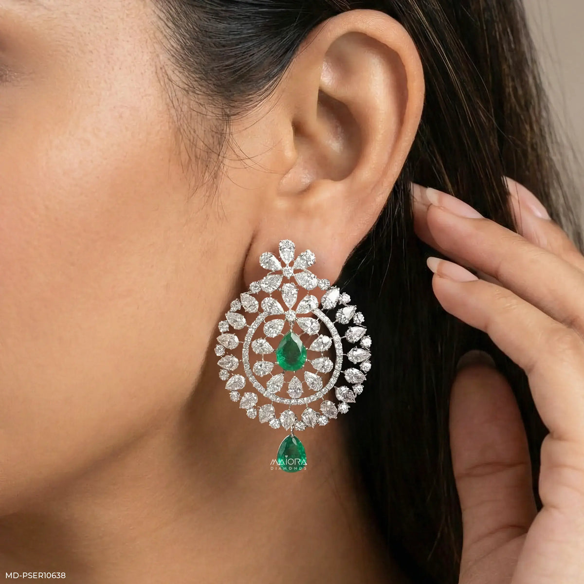 Emerald Mandala Drops Earrings