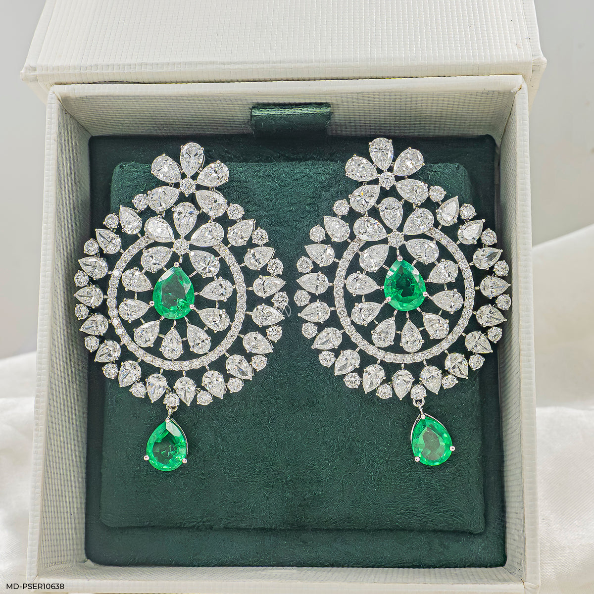 Emerald Mandala Drops Earrings