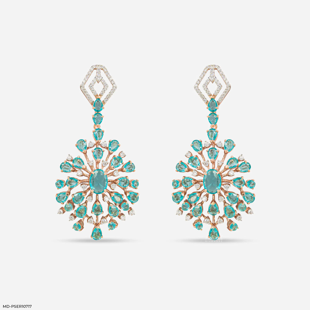 Ocean Blue Drop Diamond Earrings