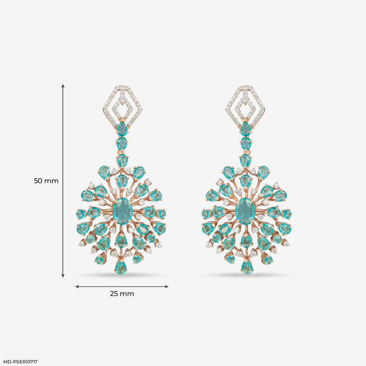 Ocean Blue Drop Diamond Earrings