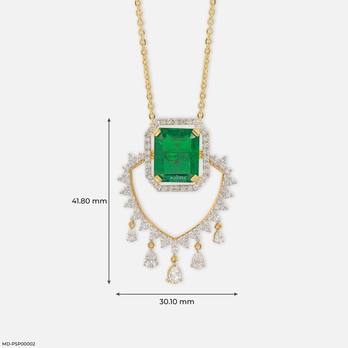 1.75 Carat Maharani Emerald Drop Lab Diamond Pendant